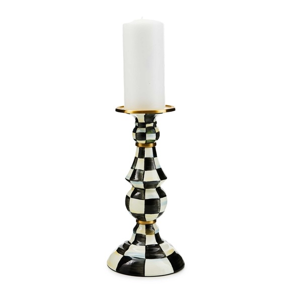 MACKENZIE-CHILDS Courtly Check Pillar Candlesticks Medium And Large - Picture 5 of 7